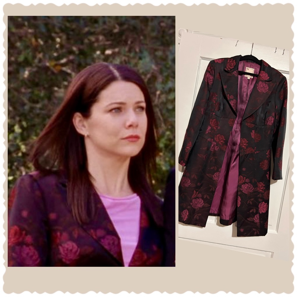 ASO Gilmore Girls Black Jacquard Rose Floral Jacket As Seen On Lorelai